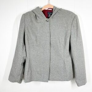 Secret Garden Gray Wool Blend Hooded Long Sleeve Blazer Medium